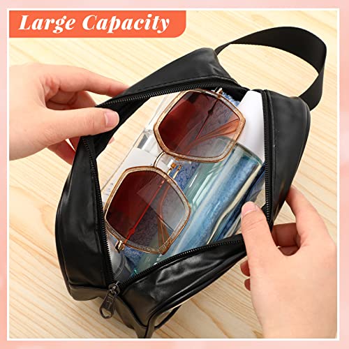 Buryeah 12 Pieces Toiletry Bag for Women Men Translucent Small Travel Makeup Pouch Portable Waterproof Organizer Set for Accessories Toiletries(Black)