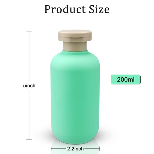 Wowang Squeeze Bottles for Liquild 2 Pcs 6.7oz/200ml Travel Shampoo and Conditioner Bottles for Toiletries Plastic Bottle with Flip Cap Refillable Lotion Container