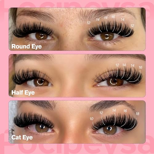 Focipeysa Fluffy Lash Clusters 100D Eyelash Clusters 10-18mm Fluffy Volume Individual Lashes D Curl Cluster Eyelash Extensions DIY Lash Extension for Beginners