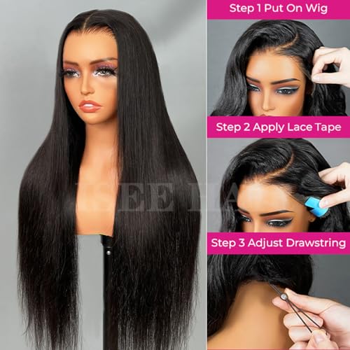 ISEE Straight Lace Front Wigs Human Hair 13x6 HD Lace Frontal Glueless Wigs for Women 180% Density Pre Plucked Pre-cut Lace Natural Hairline 20 Inch