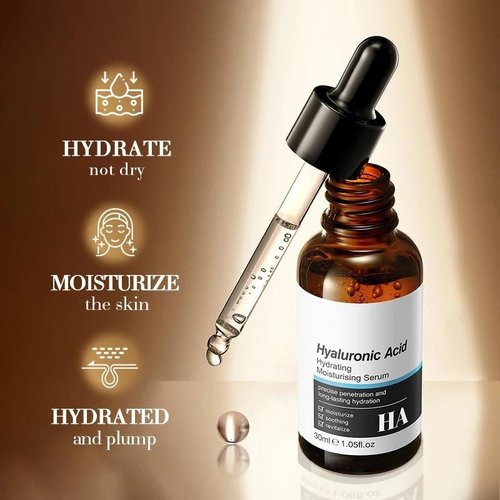 Hyaluronic Acid Face Serum with Vitamin C & Collagen - Anti Aging Moisturizing Facial Serum for Women - Vegan Skincare for Fine Lines & Dark Circles
