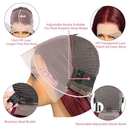 Burgundy Lace Front Wigs Human Hair 99J 13x4 HD Deep Wave Lace Front Wigs Human Hair Pre Plucked Colored Wine Red Wig Glueless With Baby Hair Wigs For Women