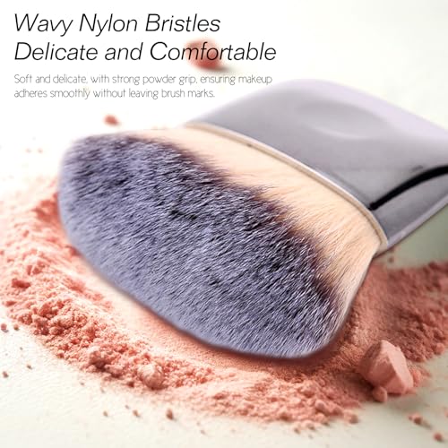 Makeup Brushes Set, Mini Multi-functional Loose Powder and Blush Brush, Portable Soft Hair Beauty Tool (Silver)