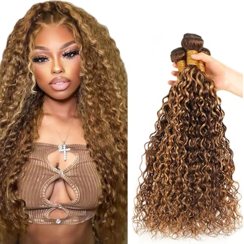 P427 Blonde Water Wave Human Hair Bundles Water Wave 3 Bundles 34 34 34 Inch Unprocessed Brazilian Virgin Highlight Blonde Water Wave Human Hair Extensions