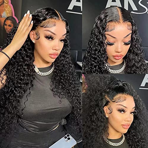 Water Wave Lace Front Wigs Human Hair 13x4 HD Transparent Lace Frontal Wigs for Women Human Hair Pre Plucked with Baby Hair 180% Density Wet and Wavy 30 Inch