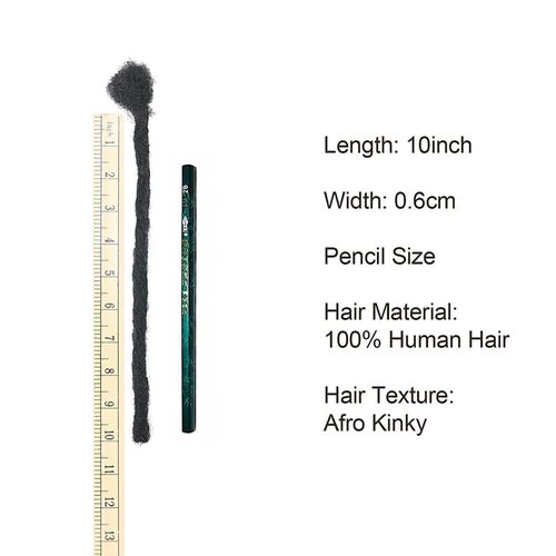 6 Inch Loc Extensions Human Hair Short Dreads Extensions Dreadlock Extensions for Men Women 0.6 cm 30 Strands Handmade Permanent Locs Extension Natural Black Locs Hair Extensions Can be Dyed Bleached