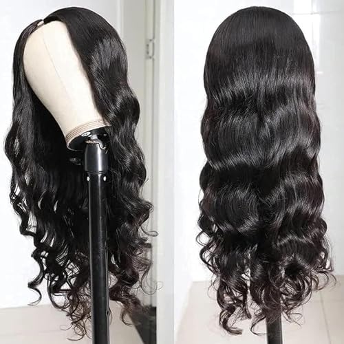 Xagujpo V Part Wigs Body Wave Brazilian Virgin Human Hair Wigs for Black Women Upgrade U Part Wigs Glueless Full Head Clip In Half Wig None Lace Front Wigs 210% Density Natural Color 20Inch