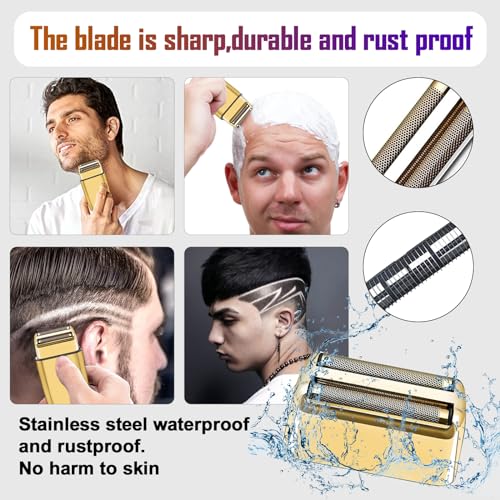 4 Pack Shaver Replacement Foil and Cutters compatible with BaBylissPRO Double FXFS2 Metal shaver foil replacement (Golden-4PCS)