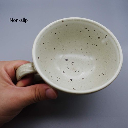 Bicrops Ceramic Retro Shaving Bowl, Wide Mouth, Large Capacity Shaving Mug, Easier To Lather (Off-white)