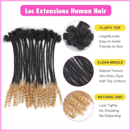 Curly Loc Extensions Human Hair, 20 Strands 10 inch 0.4CM brown Dreadlock Extensions Human Hair