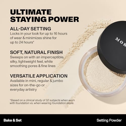 Morphe Jumbo Bake & Set Translucent Setting Powder - Lightweight, Talc-Free Finishing Powder for Face Makeup with a Soft, Natural Finish - Minimizes Shine for Up to 24HR - Translucent (0.62 oz)