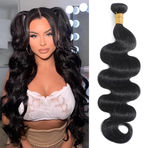 Body Wave Bundles 12A Human Hair 28inch One Bundle 100% Unprocessed Brazilian Virgin Body Wave Human Hair Bundles for Black Women Natural Black