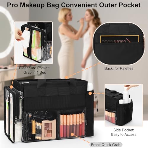 TANTO Travel Makeup Bag Extra Large Makeup Artist Set Bag Cosmetic Organizer Bag Nurse Tote Bags Hair Stylist Travelling Duffle Bag Pro Cosmetic Case with Adjustable Dividers for Makeup Beauty Lover