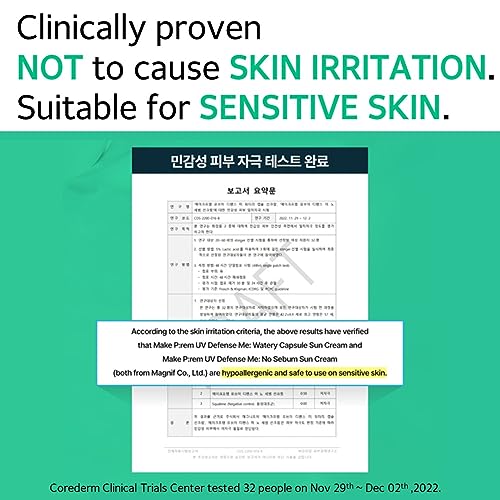 MAKE P:REM UV Defence me. No Sebum Sunscreen, SPF 50+ PA++++ Reef-Safe Silky Texture with Poreless and Matte Finish, UVA/UVB Protection, Korean Sunscreen, 1.69 fl. oz. (50ml)