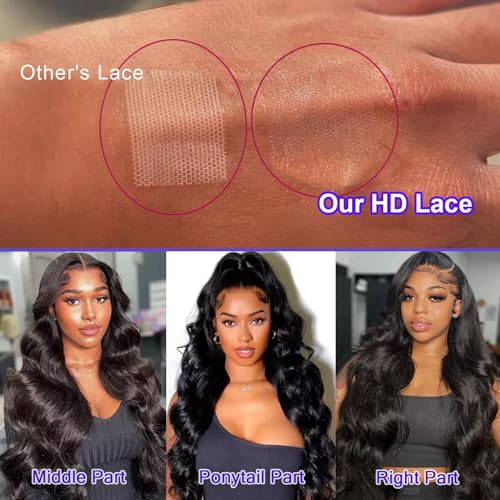 Body Wave Lace Front Wigs Human Hair 200 Density 13x6 HD Lace Frontal Wigs Human Hair Pre Plucked Natural Color 22 Inch