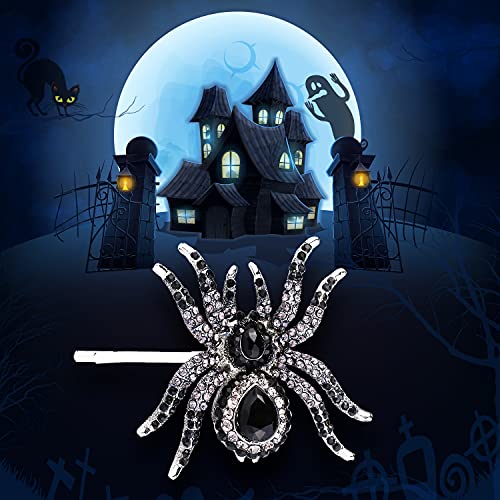 EVER FAITH Women's Austrian Crystal Gorgeous Spider Hair Clip Black Silver-Tone