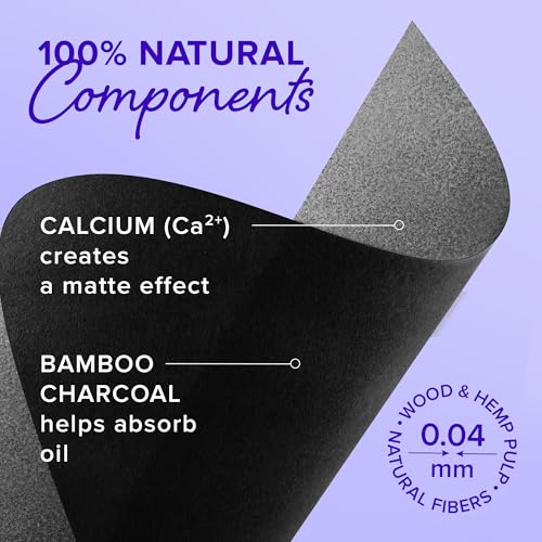 MAREE Oil Blotting Sheets for Face (100 Sheets) - Mineral Blotting Papers For Face with Bamboo Charcoal - Maximum Absorption & Shine Control - Makeup-Friendly Wipes for Oily Skin