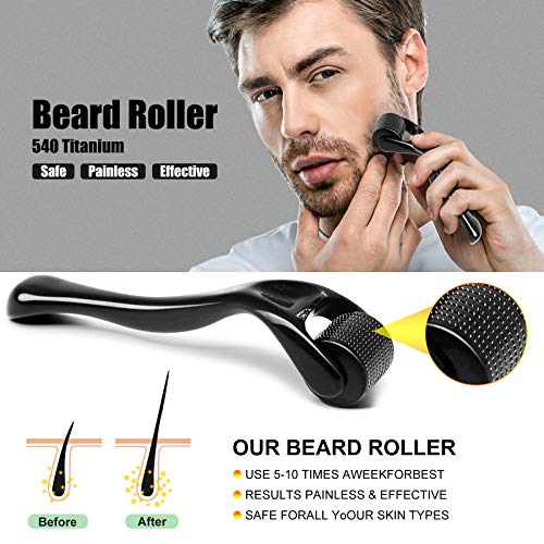 Beard Growth Kit, Beard Kit with Beard Growth Oil, Balm, Comb, Massager for Fuller & Stronger Beards, Birthday Gifts for Men Husband Dad Boyfriend