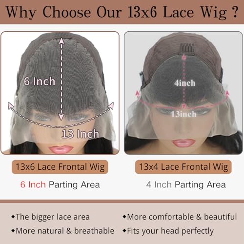 Deep Wave Lace Front Wig, 13x6 HD Transparent Lace, Raw Human Hair, 200 Density, Pre-Plucked with Baby Hair for Women, Natural Color 30 Inch