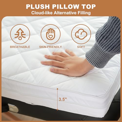 3.2 Inch Lash Bed Topper Set,Gel Memory Foam Massage Bed Topper, Waterproof Fluffy Pillow Top Cover for Spa Esthetician Wax,Includes White Massage Table Toppe & Face Rest Cover
