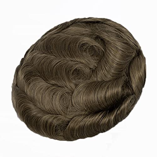 Amiable toupee for men 0.02-0.04mm Ultra Thin Skin All V-looped Mens Hairpieces European Virgin Human Hair System for Men Soft Skin V-looped mens toupee mens hair piece Color#7 Light blonde