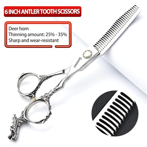 Sharonds 6/7 inch Professional Hair Cutting Scissors Set Hair Cutting Scissors Thinning Teeth Shears Set,Sliver Scissors,Barber,Salon,Hairdressing Scissors Kit,Japanese 440C Scissors (6-inch 4pc-A)