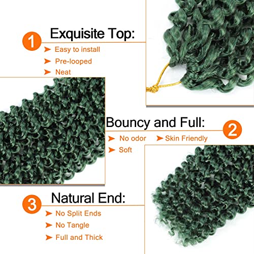 Dark Green Passion Twist Hair 18 Inch 6 Packs Green Water Wave Crochet Hair for Passion Twists Long Bohemian Braiding Protective Style Hair Extensions (18 Inch 6 Packs, DGreen#)