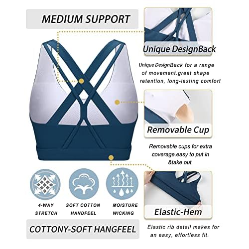 RUNNING GIRL Sports Bra for Women High Support, Criss-Cross Back Padded Strappy Sports Bras Yoga Bra with Removable Cups