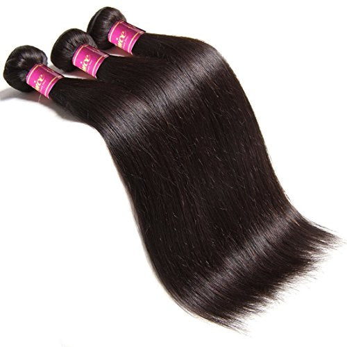 UNice Hair Icenu Series 8A Brazilian Straight Virgin Hair 1 Bundle Unprocessed Human Hair Extensions Weave Natural Color (16, #1B color)