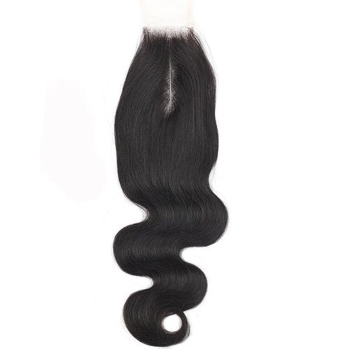 2x6 HD Transparent Skinlike Human Hair Lace Closure Body Wave 16inch 100% Brazilian 2x6 Closure Virgin Human Hair Kim K Middle Part Closure Body Wave Natural Black Glueless Pre Plucked Bleached