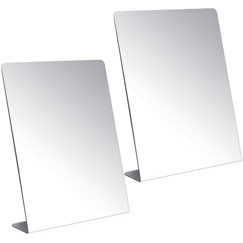 Amyhill 2 Pcs Counter Top Mirror Freestanding Mirror Single Sided Acrylic Desk Glass for Tabletop Bedroom, Office, Bathroom, Dorm, Home (12 x 18 Inch)