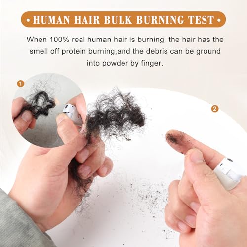 Afro Kinky Bulk Human Hair 8 Inch 30g/Pack 3 Packs for Dreadlocks Braiding Twist Loc Extensions ? Kinky Bulk Human Hair for Loc Repair, Afro Texture Natural Black Hair for Black Women & Men