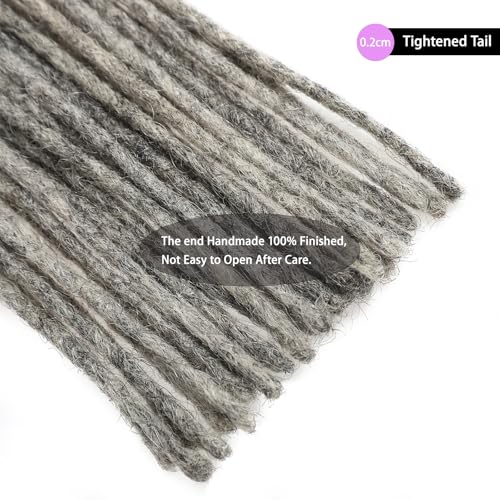 Loc Extensions Human Hair 100% Black and Gray 0.2cm 10inch 60 strands Salt and Pepper Grey & Black Handmade Dreadlock Extensions