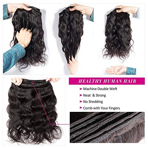 Flady Body Wave 3 Bundles Human Hair 22 24 26 Inch 100% Unprocessed 12A Human Hair Bundles Body Wave 3 Bundles Human Hair Weave Body Wave Human Hair Extensions Natural Color