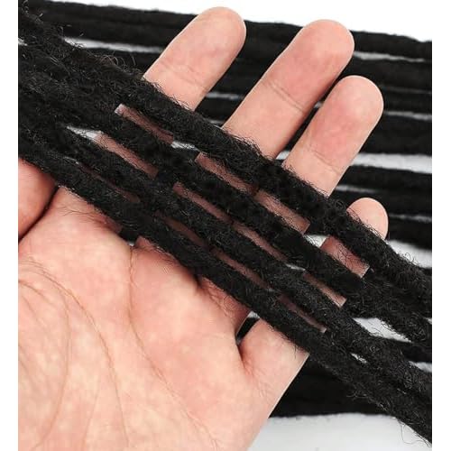 100% Human Hair Pencil Dreadlocks Extensions for Women/Men/Kids DIY on Clearance - 10inch Small Size 0.4cm Thin Locs - Natural Black - 3 Packs (90 Strands)