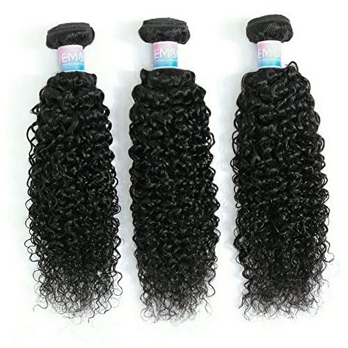 Kinky Curly Bundles Human Hair Curly Weave Brazilian Virgin Hair Full Head Natural Black Curly Hair Bundles Can Be Dyed 3 Bundles Human Hair Total 300g 18 20 22 Inch