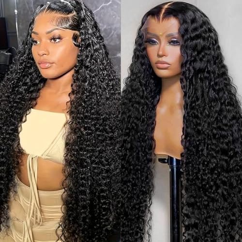 250% Density 38 Inch Deep Wave Lace Front Wigs Human Hair 13X6 HD Lace Frontal Curly Human Hair Wig Fluffy Natural Pre Plucked Wet And Wavy Wigs for Black Women Girl