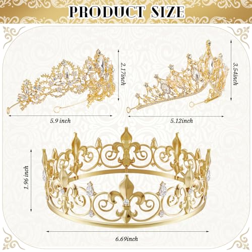 Henoyso 4 Pcs Prom King and Queen Crowns for Men Women Halloween Party King Queen Tiara Headband Homecoming Party Favor