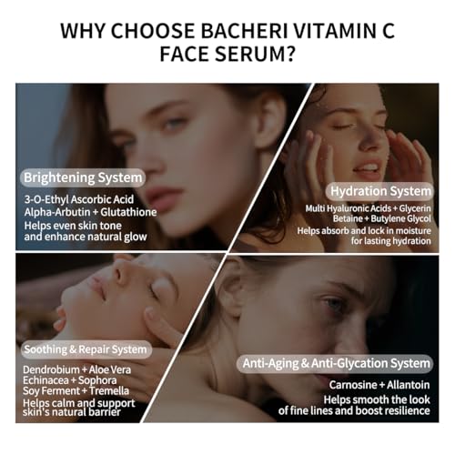 Vitamin C Face Serum with Glutathione, 4D Hyaluronic Acid & Aloe Vera ? Lightweight Brightening & Hydrating Ampoule for Daily Skincare, Dark Spots, Sensitive Skin Friendly - (1.0 ml)*30 Vials