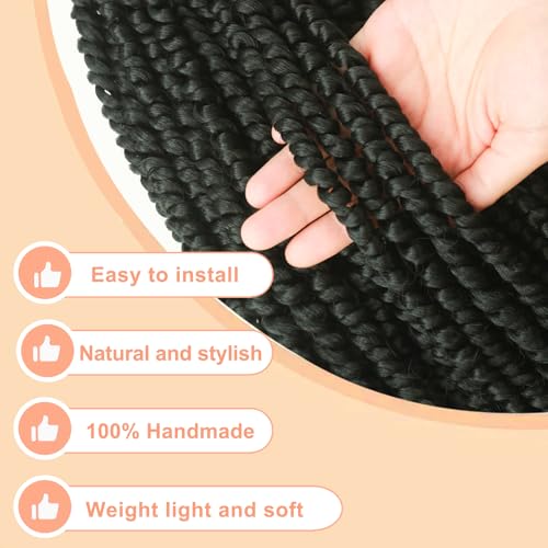 8 Packs Passion Twist Hair Pre Twisted 14 Inch Passion Twist Crochet Hair Pre Looped Crochet Braids for Black Women Synthetic Natural Black Curly Braiding Hair Extensions