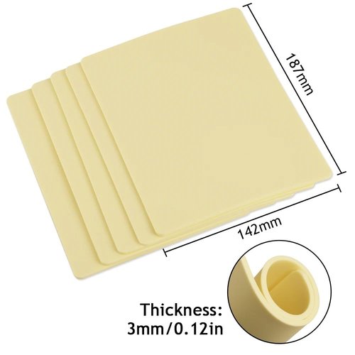 Yuelong 3mm Tattoo Skin Practice 10Pcs Fake Skins Thick 3mm Soft Pure Silicone Double Sides 7.4x5.6" Tattooing Eyebrow Practice for Beginner & Experienced Artist
