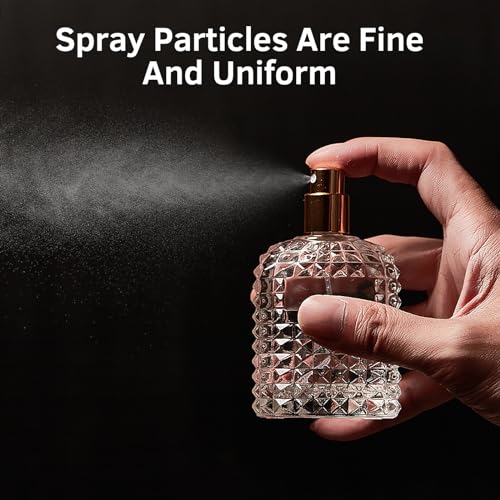 2 Pack 50ml Refillable Spray Perfume Bottles, Empty Clear Perfume Atomizer, Portable Perfume Mist Spray Bottle Travel Perfume Dispenser (50ML, Gold & Silver)