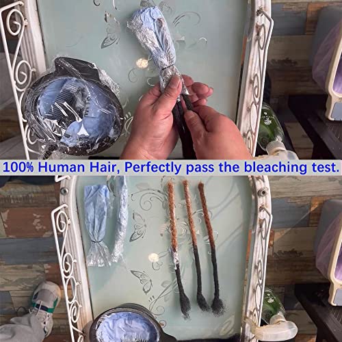 6 Inch 100 Strands Real Human Hair Dreadlock Extensions, Can Be Dyed/Bleached/Curled, Permanent, Handmade, 0.6cm Width