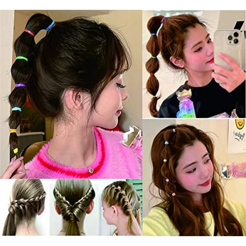 2000 PCS Clear Elastic Mini Ponytail Rubbers Ties, Soft Non-Slip Small Hair Accessories for Girls, with 2 PCS Topsy Tail Tools