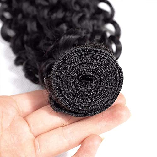 Kinky Curly Human Hair Bundles Thick Brazilian Virgin Curly Weave Bundles Human Hair 100% Unprocessed Double Weft Natural Black Color Can Be Dyed 100g 16 Inch