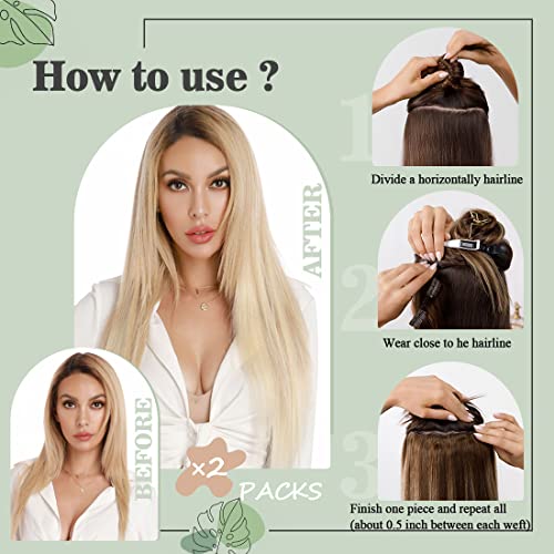 S-noilite Human Hair Extensions for Women - Standard Weft Clip in Brown Hair Full Head 8 Pieces 18 Clip 100% Real Human Hair 24"-120g Dark Brown (#2)