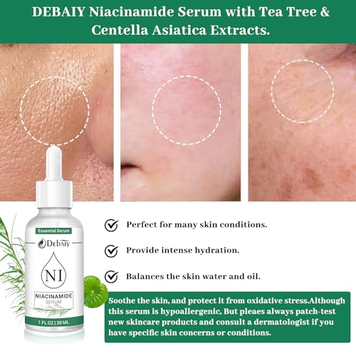 5% Niacinamide Serum with 4% Tea Tree & Centella Asiatica Extracts Soothing Facial Serum (3 Pack 1fl.oz|30ml)