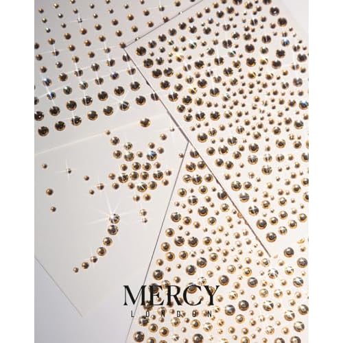 MERCY LONDON Face Gems in Gold, 866 Self Adhesive Rhinestone Stickers for Face, Eye, Makeup, Body, DIY Face Gems