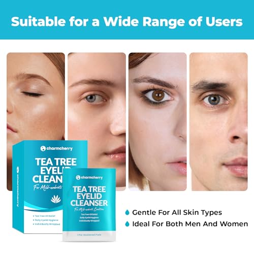 Eyelid Wipes (36 Count), Individually Wrapped Tea Tree Oil Eyelid Cleanser, Eye Lid Cleaning Wipes for Stye Eye Treatment, Eye Wipes for Dry Eyes, Blepharitis, Mild to Moderate Conditions