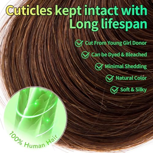 Human Hair Bundles Body Wave Light Brown, 16 Inch - 1 Bundle, Antousha Body Wave Bundles Human Hair 12A Brazilian Virgin Wavy Hair Bundles for Women